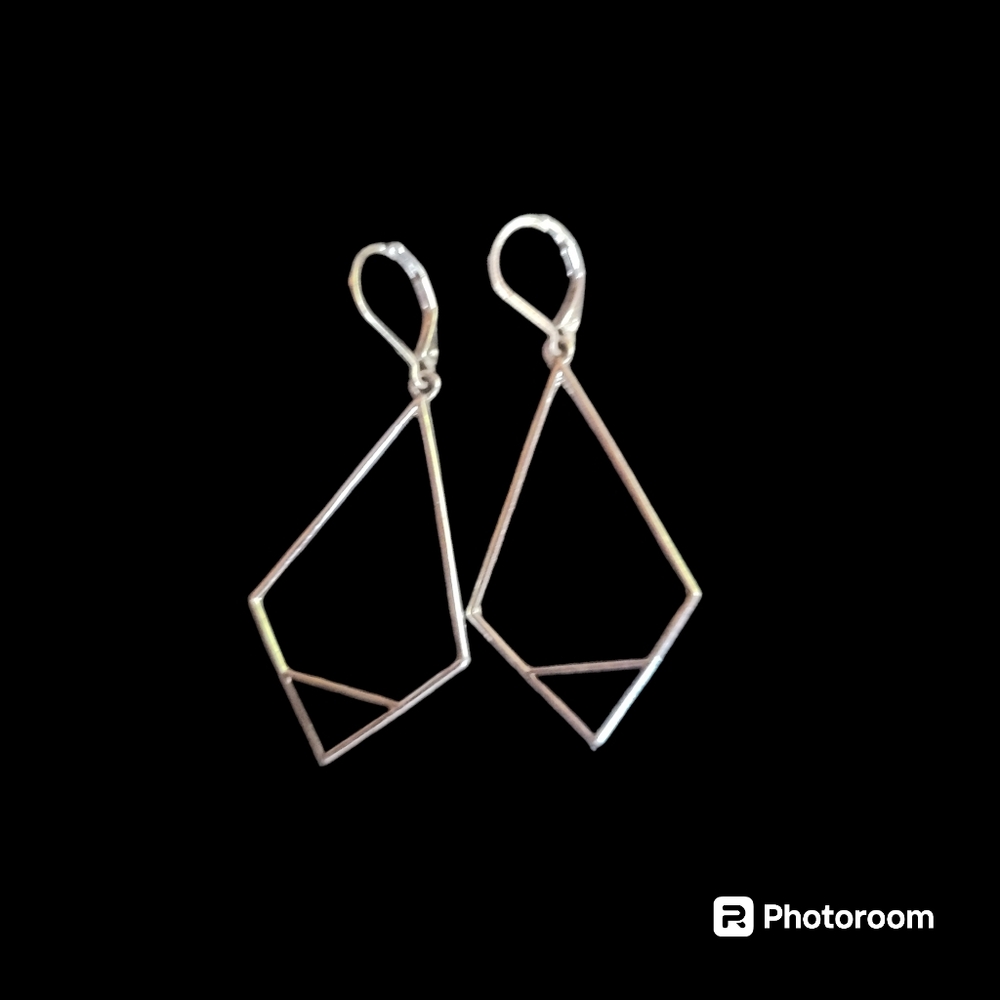 Silver and Black Geometric Earrings NWOT